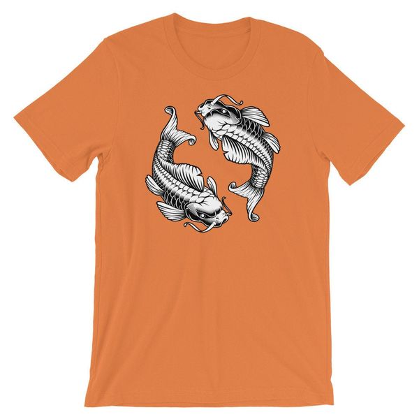 

ying yang koi fisch kurzarm t shirt 100 prozent baumwolle pre shrunk japanische koi design groes geschenk (orange