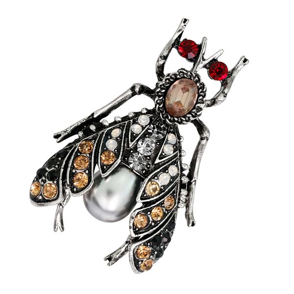 

rhinestone bee insect brooch imitations pearls bug scarf feast hijab pins, Gray