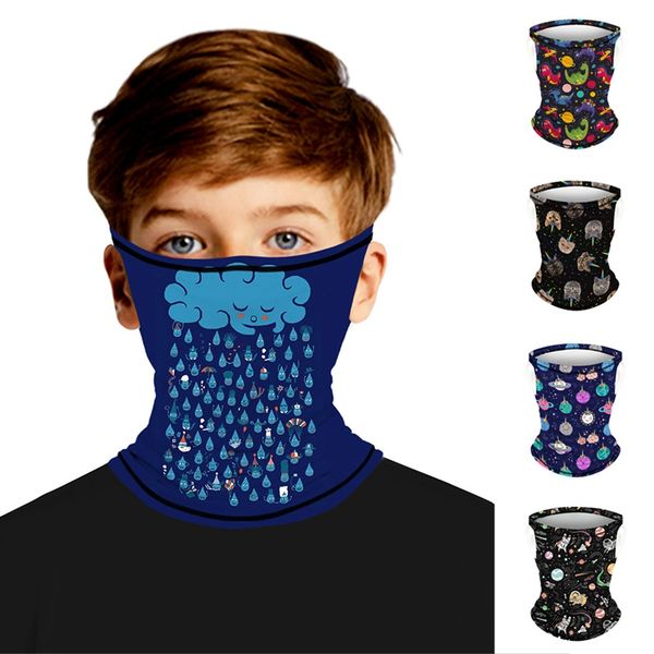 

1pc cute cat animal pattern kids windproof bandana scarf neck gaiter tube dustproof sports face cover scarf for hiking, Black