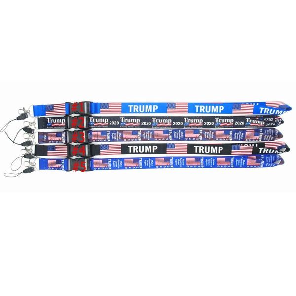 

new five-color american flag trump lanyards badge key holder keychain id badge holder id card passport phone straps