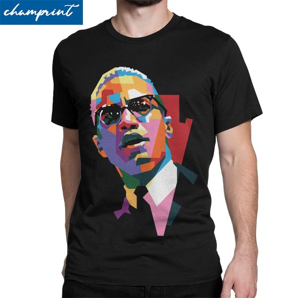 

черный африканский права malcolm x футболки для мужчин урожай 100% хлопок тройник с коротким рукавом футболки 4xl 5xl 6xl одежда