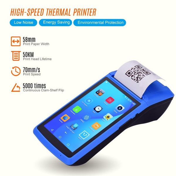 

все в одном handheld pda принтер беспроводной android платежный терминал чековый принтер с 5-дюймовым сенсорным экраном зарядный док