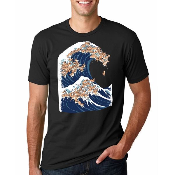 

мужская футболка большая волна мопс канагава удивительный животных tee