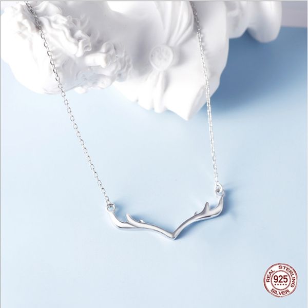 

reindeer antler necklace 925 sterling silver clavicle chain women accessories jewelry for christmas gift