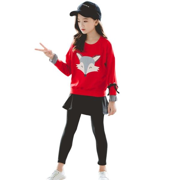 

children clothes cartoon tracksuits for girls sweatshirt + pants girls sets clothing patchwork tracksuits for children, White