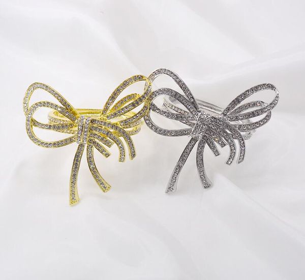 

bowknot zircon open bracelet women big butterfly full rhinestone chic bracelet wholesale, Golden;silver