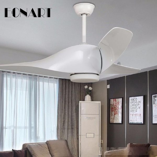 

52 inch modern plastic 3-blade remote control led variable frequency ceiling fan lamp 220v motor with light indoor roof fans