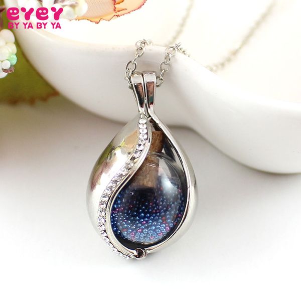 

pendant necklaces 1pc tear drop locket with glass ball memory cremation jewelry fillable, Silver