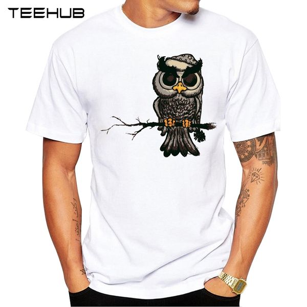 

new arrivals 2019 teehub cool design men's fashion angry owl printed t-shirt short sleeve o-neck hipster tee