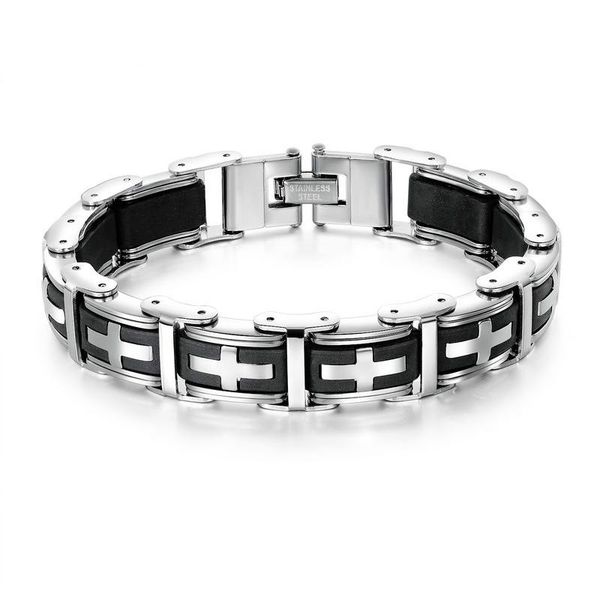 

charm bracelets bracelet personality creative jewelry men's classic cross stainless steel silicone festival gift simple and elegant wri, Golden;silver