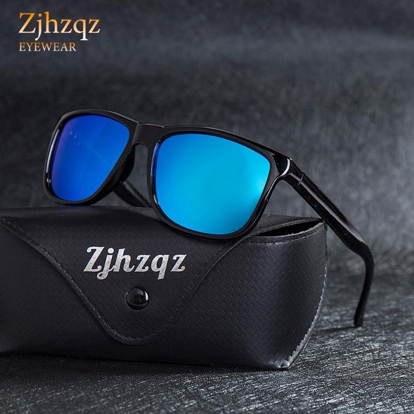 

zjhzqz vintage style поляризованные солнцезащитные очки мужчины uv400 классический мужской площади коричневый желтый черный объектив вождени, White;black