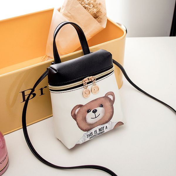 

women's casual cartoon messenger two shoulder straps bags cute crossbody fashion female bags mini bear mobile phone bag backpack