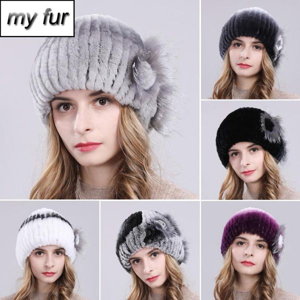 

2020 нового природного рекс меховой шапки зима женщин теплого ручной вязаные 100% реальный rex папаха шапочка шляпа, Blue;gray