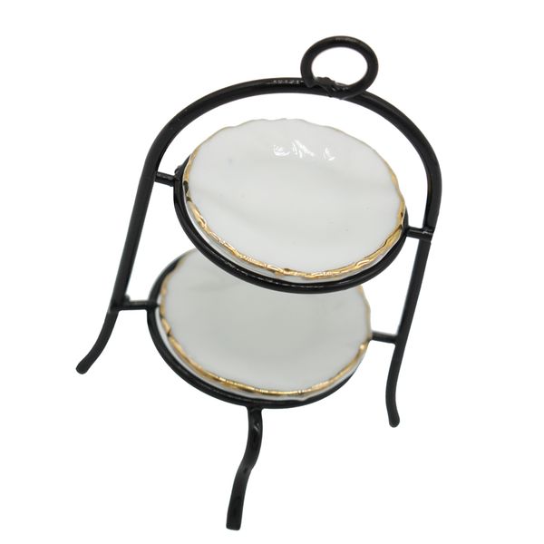 

dollhouse miniature 2.4'' tall cake stand with 2*plates furniture decoration