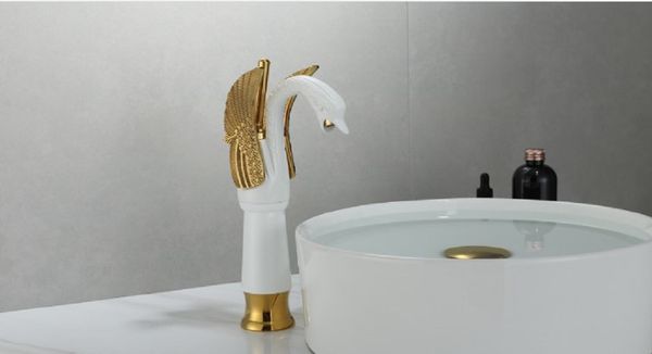 

2020 горячей продажа в европейском стиле антикварного крана swan горячего и холодный смеситель для умывальника античного всей меди золота кр