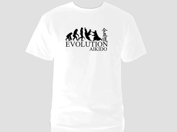 

2019 aikido evolution ai ki do arts evolve 100% cotton white graphic t-shirt