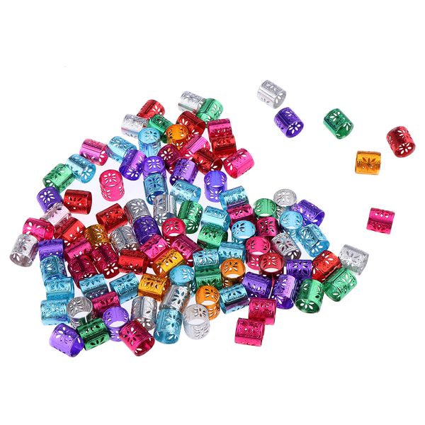 

100pcs алюминий не ржавеет дреды бусины манжеты кольца для женщин ассорти цветов 1см, Brown