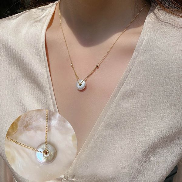 

jian bohemian round shell necklace pendant fashion jewelry copper chain choker simple boho female ladies women collares, Silver