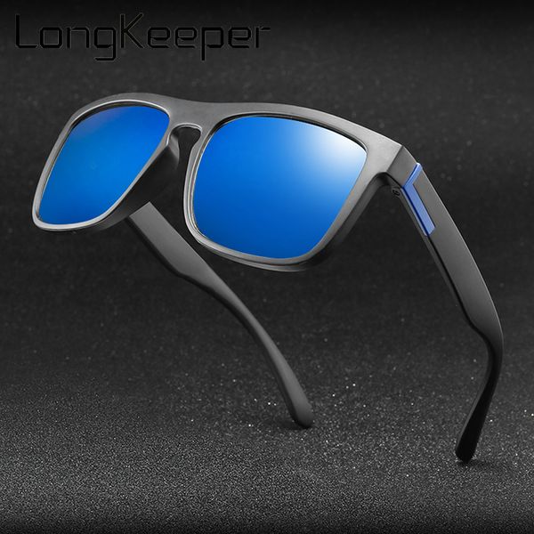 

longkeeper polarized sunglasses vintage tr90 square sun glasses male fashion driving mirror shades oculos masculino, White;black
