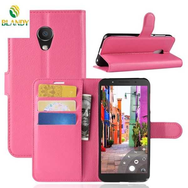 

for alcatel 1x litchi grain wallet leather cover case stand with card holder for alcatel 1x 1c 3c 3v