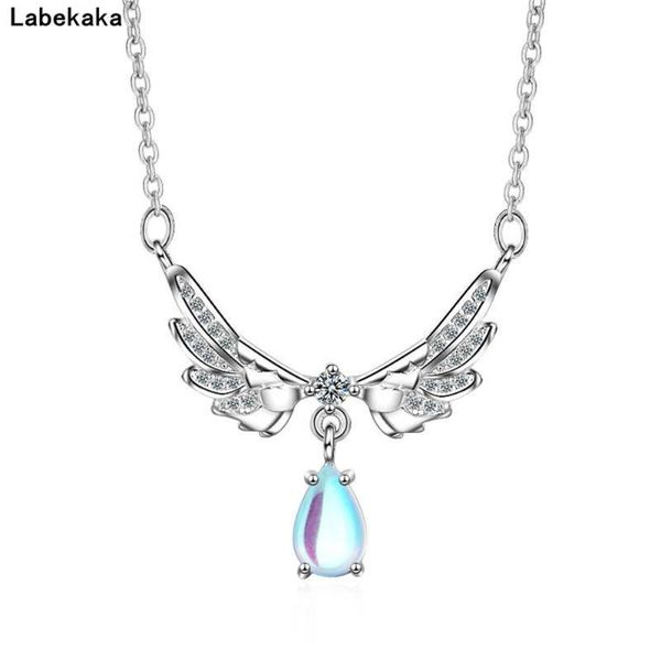 

labekaka из нержавеющей стали крыла ожерелья для женщин корейской моды партии ювелирных аксессуаров подарки, Silver