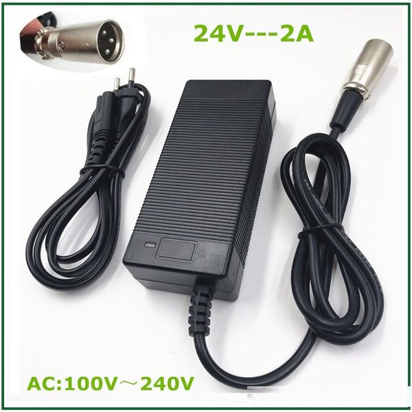 

consumer electronics 24v 2a lead-acid battery electric scooter ebike wheelchair golf cart charger xlr metal connector good