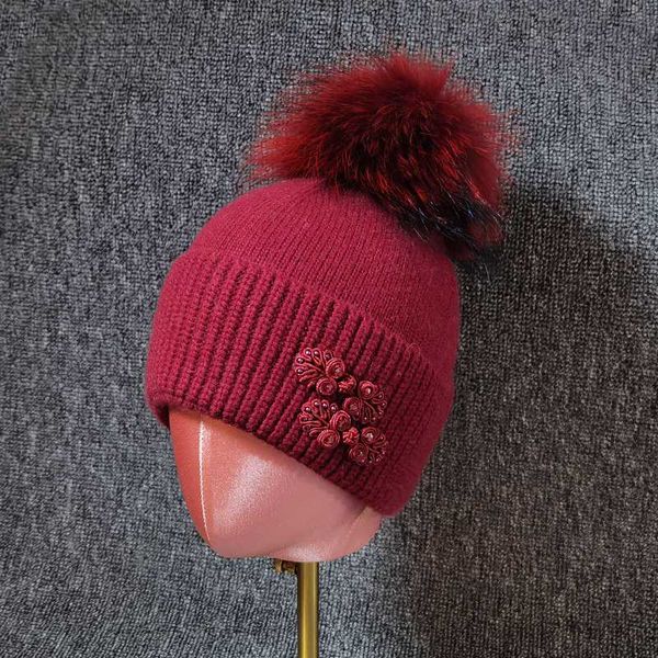 

fashion warm women's hat pompoms fur winter wool hat beanie for women knitted thicken hats real fur winter beanies gorras, Blue;gray