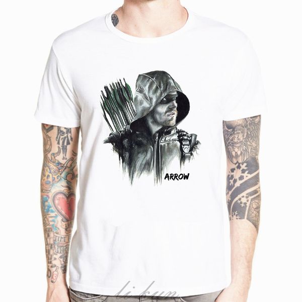 

oliver queen green arrow мужские мужские тенниски тенниска новые короткие рукава o шеи белый повседневная футболка top tee