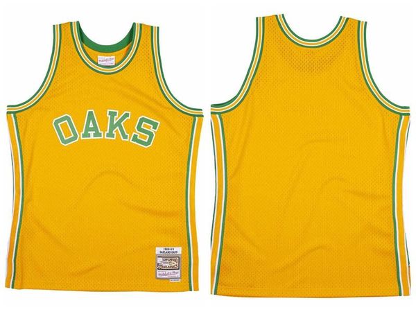 

men oakland oaks aba yellow 1968-69 mitchell & ness swingman jersey, Black;red