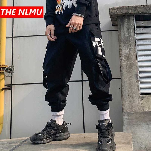 

hip hop ribbon design joggers pants mens harajuku sweatpants streetwear cotton track pants harem trousers hipster black wq185