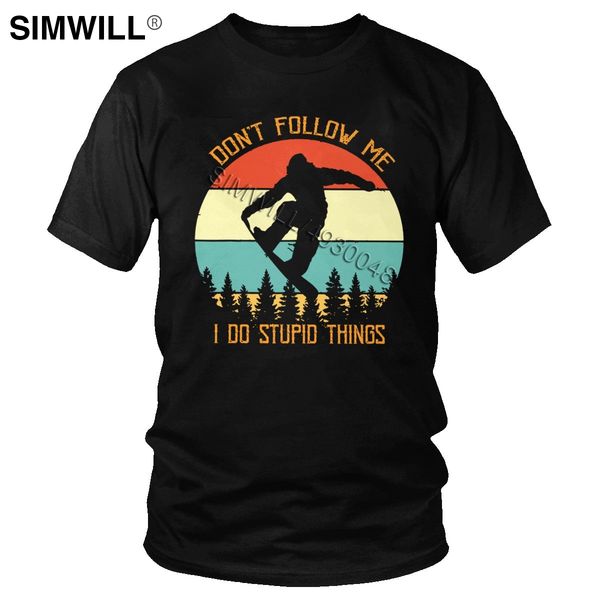 

don't follow me i do stupid things t-shirt men short sleeve cotton tee monkey snowboarding t shirt big size graphic gift