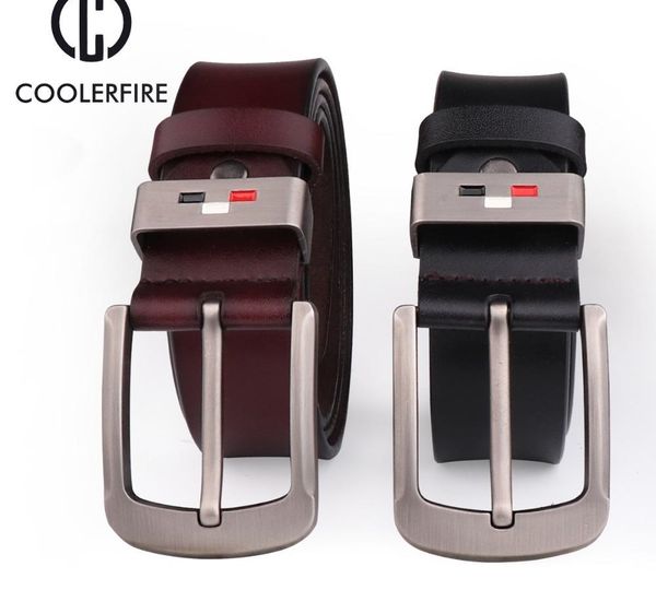 

coolerfire new genuine vintage style male strap classic jeans leather belts for men 051 y200520, Black;brown