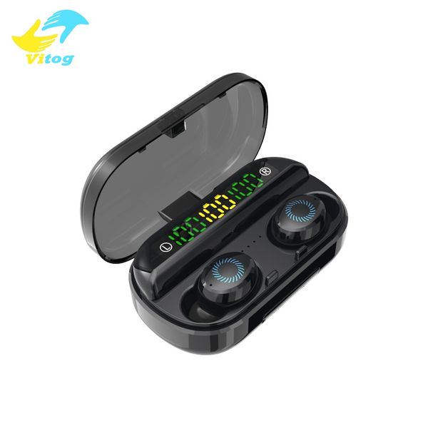 

vitog tws wireless headphons 1200mah bluetooth 5.0 earphones 3 led display in-ear earburds with mic charging case for huawei v10