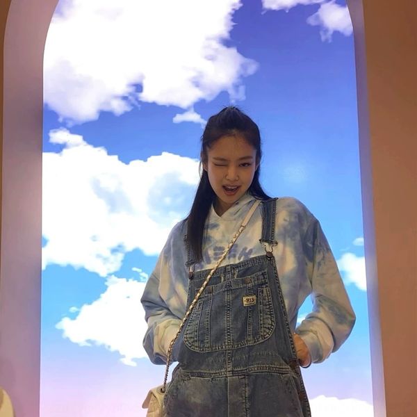 

jennie jin zhini same coat sweater hooded sweater women's ins loose korean lazy blue tie-dyed coat sgyb2, Black