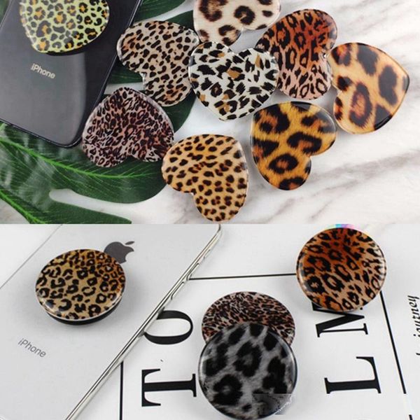

universal heart-shaped round leopard grip cell phone holder stand grip expandable phone holder stand bracket 3m glue dhl