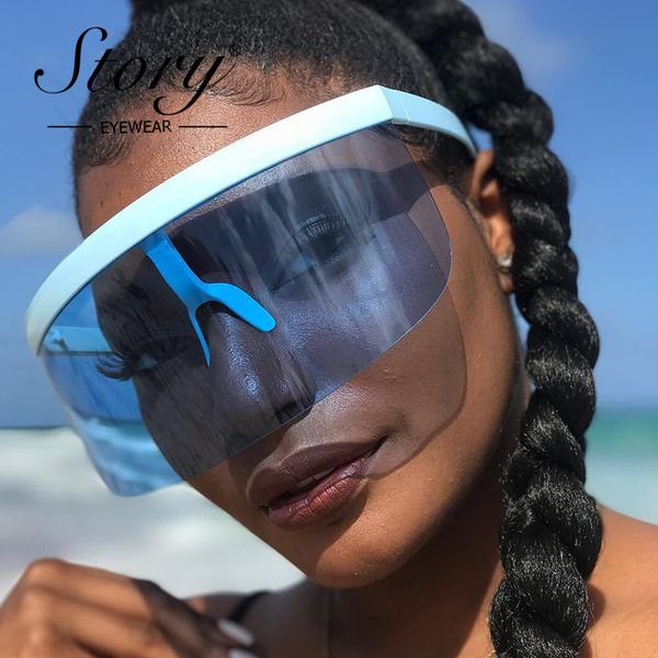 

story vintage retro shield visor 2020 oversized windproof glasses one peice big frame goggles sun glasses men, White;black