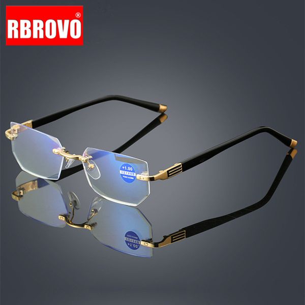 

rbrovo anti blue light reading glasses women diamond cutting rimeles eyeglasses men anti fatigue hyperopia presbyopic eyewear, White;black
