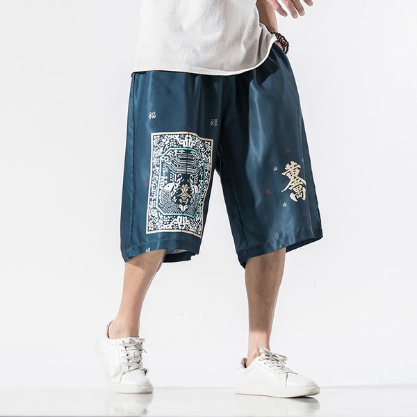 

men's shorts mrdonoo 2021 summer fashion loose large size printed five-point beach pants chinese style casual dk803, White;black