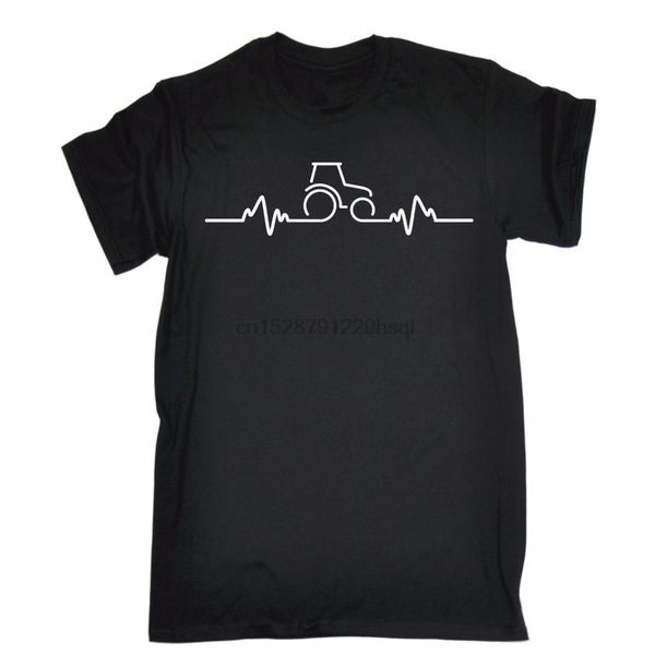 

t shirts 2020 brand clothes slim fit printing create t shirts tractor heart beat pulse farm farmer farming joke t shirt