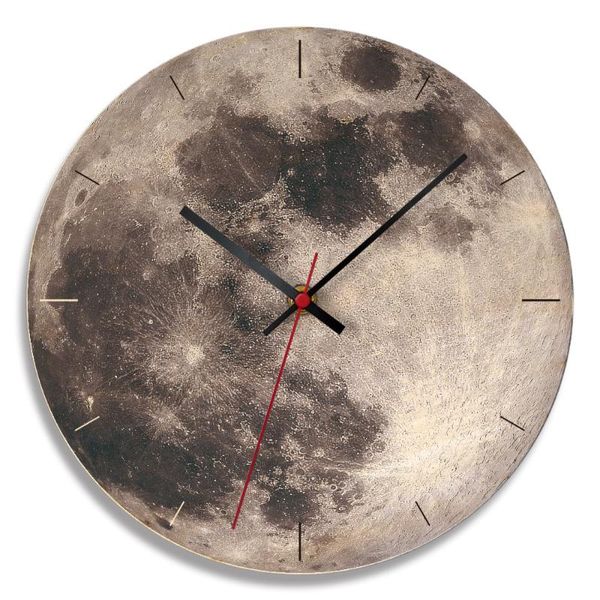 

nordic style quartz wooden clock, frameless wall clock with moon print