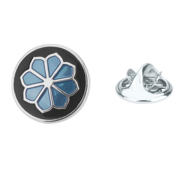 

vintage black blue lotus flower lotus enamel lapel pin collar brooch pin, Gray