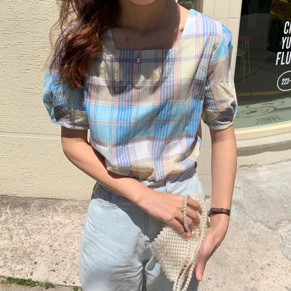 

rainbow plaid short sleeve shirt women's summer shirts kawaii ulzzang lovely female sweet harajuku cute for women lady tunic, White