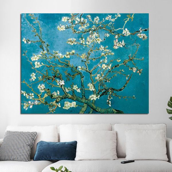 

paintings oucag classic almond blossom canvas wall art by gogh famous flowers water proof artwork oil poster bedroom