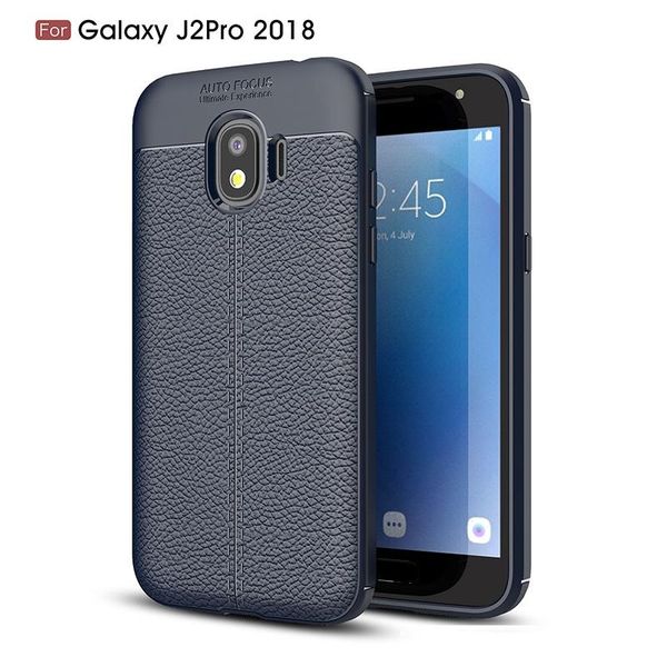 

ultra thin scratch resistant phone case for samsung j2 pro 2018 litchi pattern soft shockproof absorption soft tpu protection cover