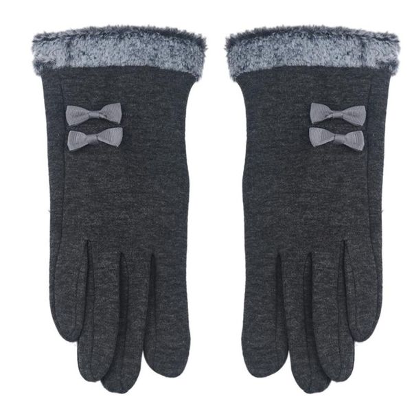 

fashion winter gloves women warm double bow driving gloves outdoor sport riding for women winter handschoenen, Blue;gray