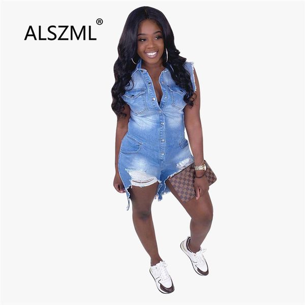

2020 new fashion asymmetrical design denim shorts playsuits lady summer sleeveless vest catsuits high street chic playsuits, Black;white