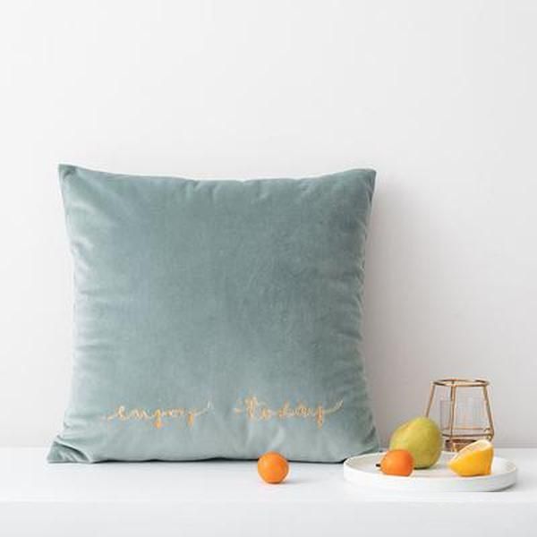 

45x45cm simple life velvet cushion cover embroirdered throw pillowcase backrest pillow cover for cushion sofa