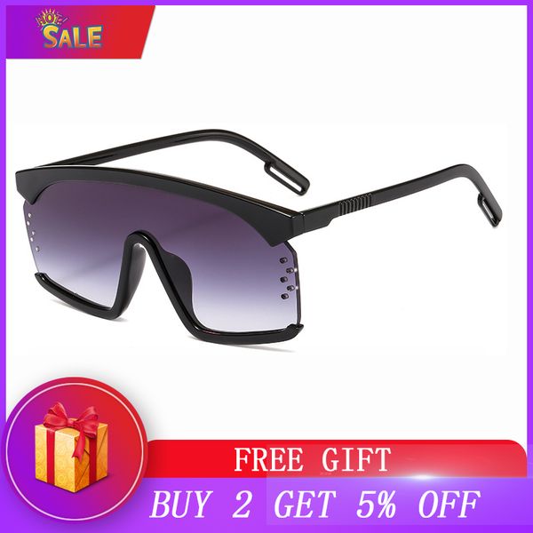 

sunglasses 2021 oversized square rimless women brand designer flat big sun glasses female one piece travel gafa de sol, White;black