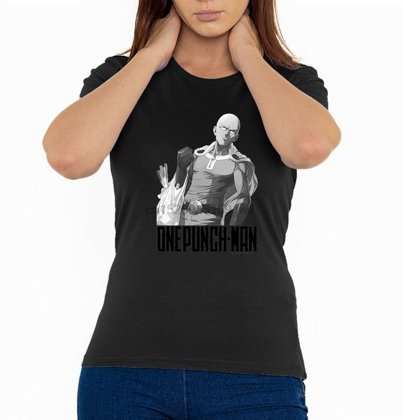 

one punch man saitama anime manga bag logo womans t shirt black (sizes s-2xl