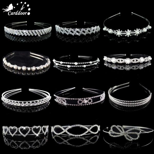 

carddoor princess rhinestones bridal hair accessories women crown simple diadem wedding hair jewelry bride gifts tiaras, Golden;silver